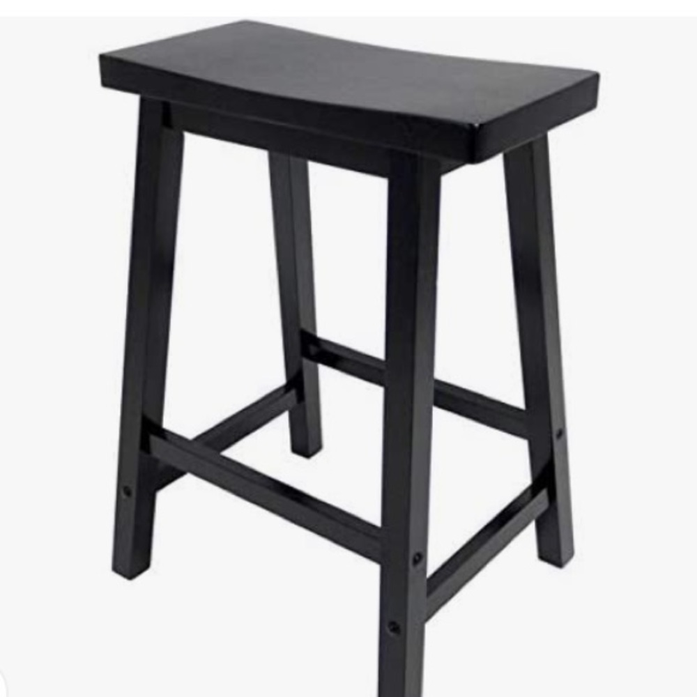 Heavy, Chippy, Black Wooden Counter Stool (Set 4)